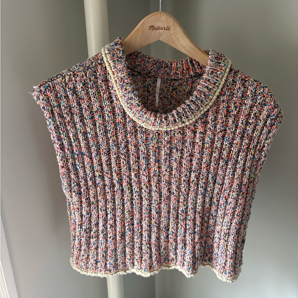 Free People Desert Heat Vest Knit Tank Top - Pink, Blue, Yellow, Orange